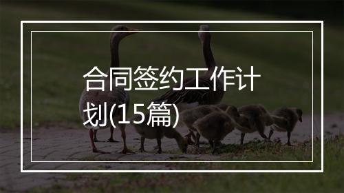 合同签约工作计划(15篇)
