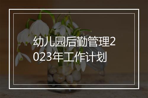 幼儿园后勤管理2023年工作计划