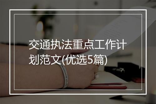 交通执法重点工作计划范文(优选5篇)