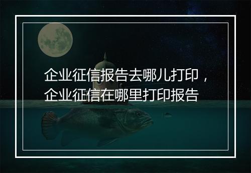 企业征信报告去哪儿打印，企业征信在哪里打印报告