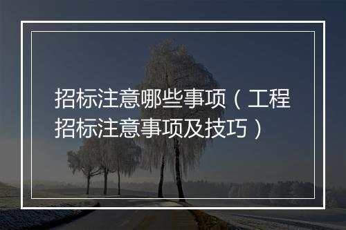招标注意哪些事项（工程招标注意事项及技巧）
