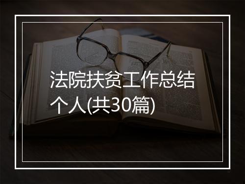 法院扶贫工作总结个人(共30篇)