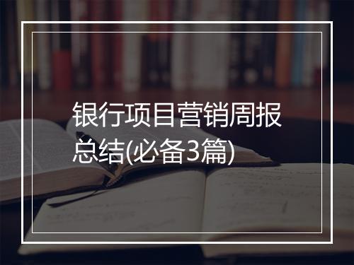 银行项目营销周报总结(必备3篇)