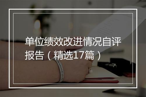 单位绩效改进情况自评报告（精选17篇）