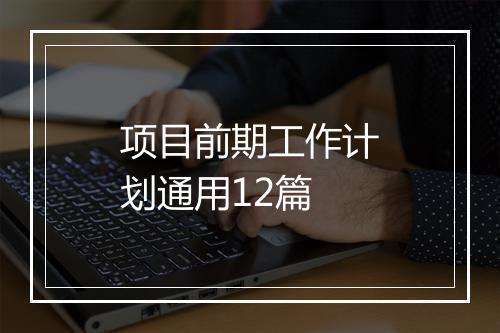 项目前期工作计划通用12篇