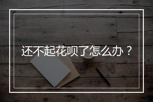还不起花呗了怎么办？