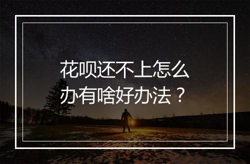 花呗还不上怎么办有啥好办法？