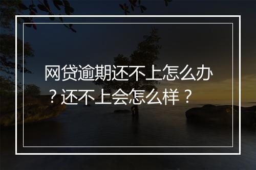 网贷逾期还不上怎么办？还不上会怎么样？