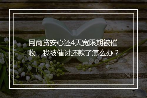 网商贷安心还4天宽限期被催收，我被催讨还款了怎么办？