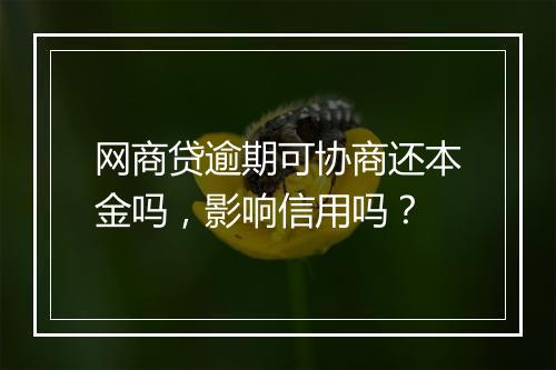 网商贷逾期可协商还本金吗，影响信用吗？