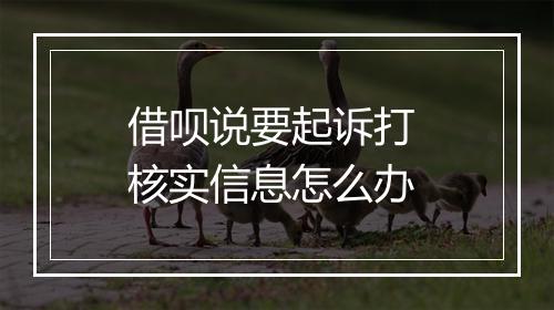 借呗说要起诉打 核实信息怎么办