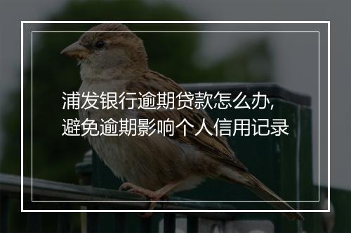 浦发银行逾期贷款怎么办,避免逾期影响个人信用记录