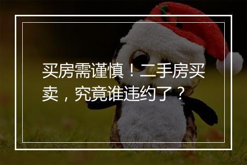 买房需谨慎！二手房买卖，究竟谁违约了？