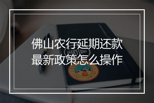 佛山农行延期还款最新政策怎么操作
