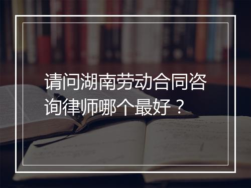 请问湖南劳动合同咨询律师哪个最好？