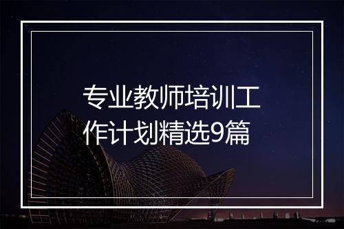 专业教师培训工作计划精选9篇