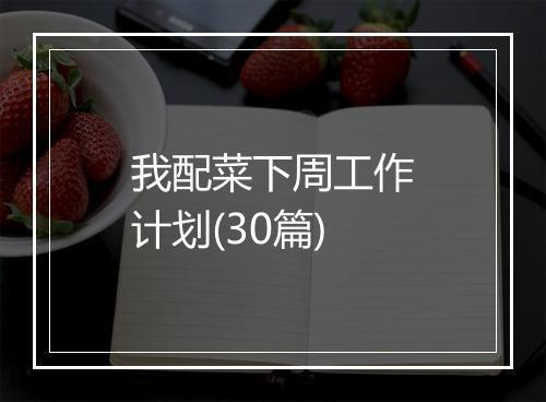 我配菜下周工作计划(30篇)