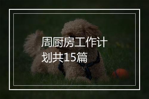 周厨房工作计划共15篇