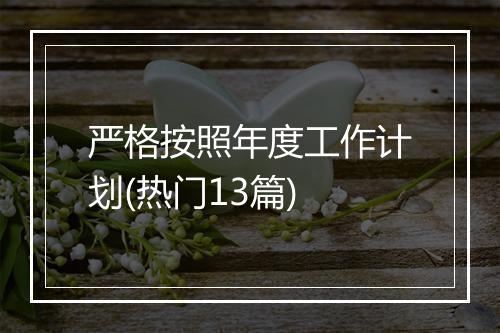 严格按照年度工作计划(热门13篇)