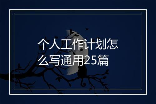 个人工作计划怎么写通用25篇