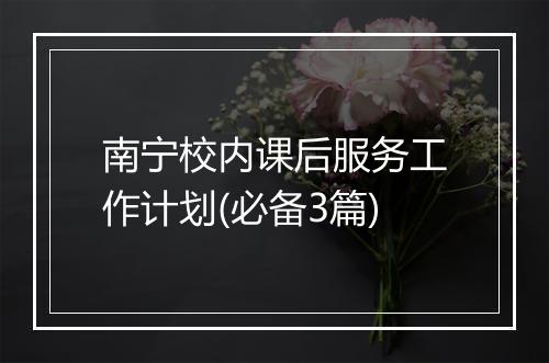 南宁校内课后服务工作计划(必备3篇)