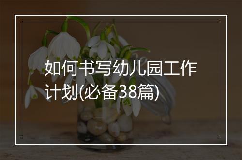 如何书写幼儿园工作计划(必备38篇)