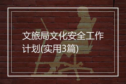 文旅局文化安全工作计划(实用3篇)