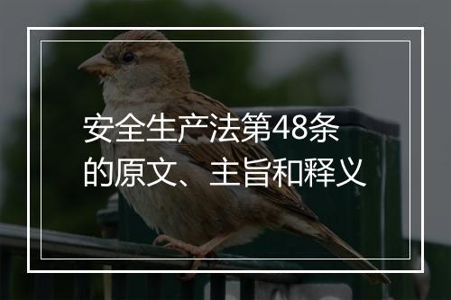 安全生产法第48条的原文、主旨和释义
