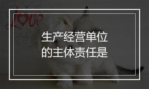 生产经营单位的主体责任是