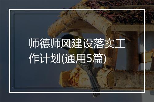 师德师风建设落实工作计划(通用5篇)