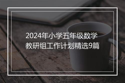 2024年小学五年级数学教研组工作计划精选9篇