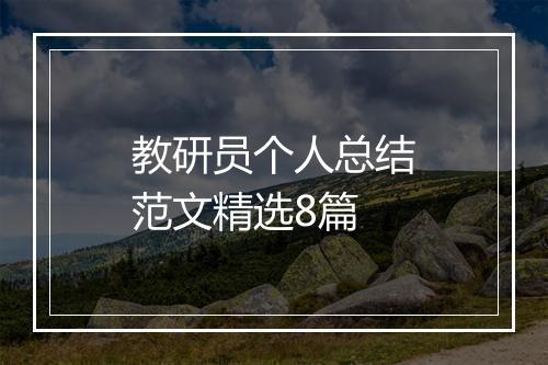 教研员个人总结范文精选8篇