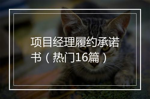 项目经理履约承诺书（热门16篇）