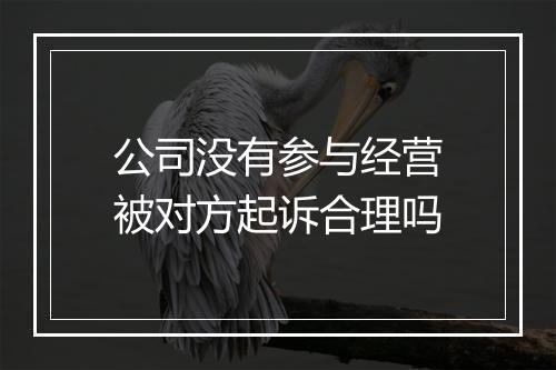 公司没有参与经营被对方起诉合理吗