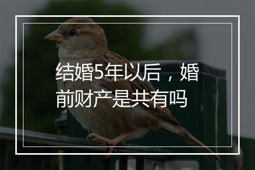 结婚5年以后，婚前财产是共有吗