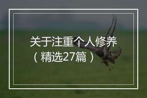 关于注重个人修养（精选27篇）