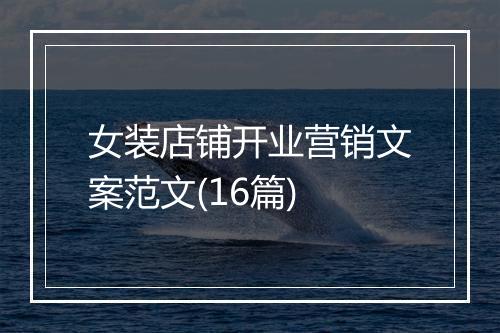 女装店铺开业营销文案范文(16篇)