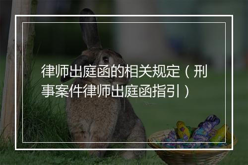 律师出庭函的相关规定（刑事案件律师出庭函指引）