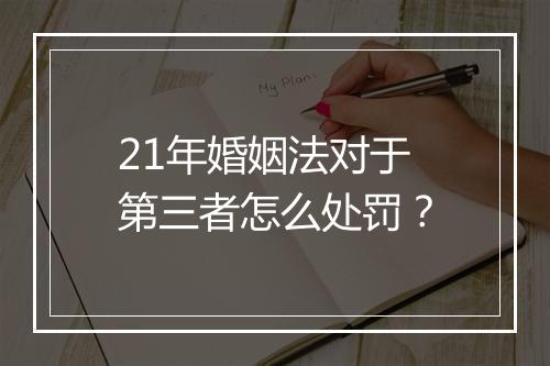 21年婚姻法对于第三者怎么处罚？