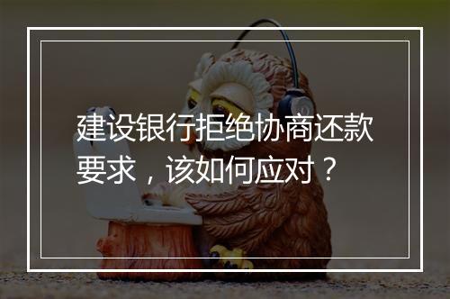 建设银行拒绝协商还款要求，该如何应对？