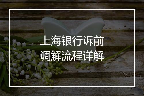 上海银行诉前调解流程详解