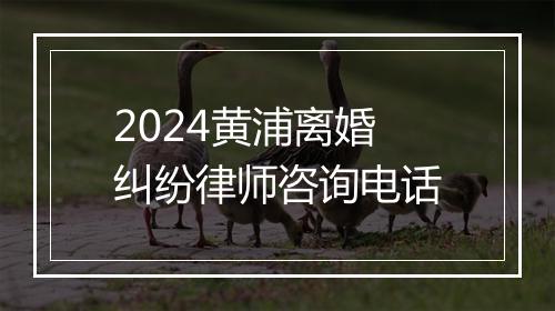 2024黄浦离婚纠纷律师咨询电话