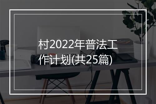 村2022年普法工作计划(共25篇)