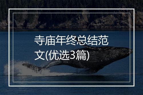 寺庙年终总结范文(优选3篇)