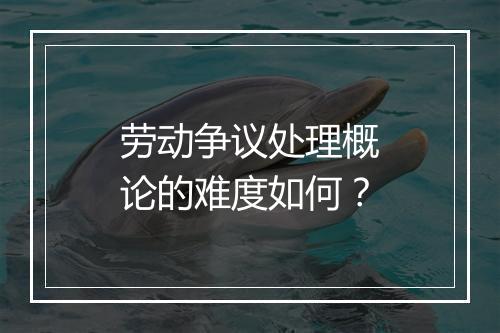 劳动争议处理概论的难度如何？