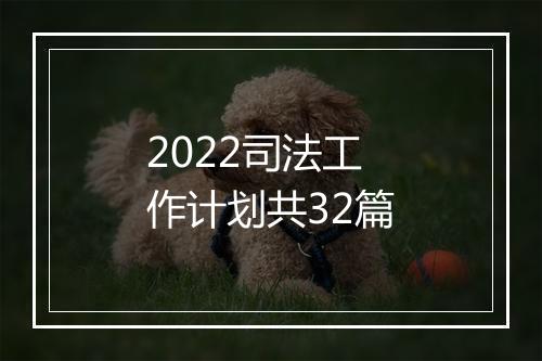 2022司法工作计划共32篇