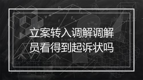 立案转入调解调解员看得到起诉状吗