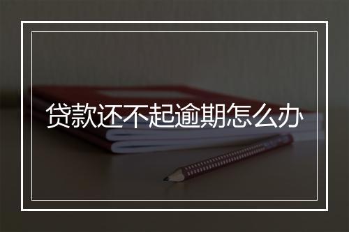 贷款还不起逾期怎么办