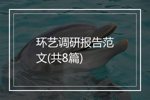 环艺调研报告范文(共8篇)