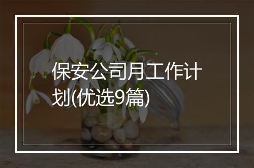 保安公司月工作计划(优选9篇)